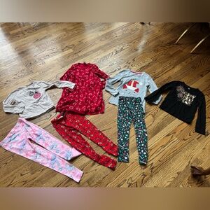 Girls Christmas New Year Holiday Clothing Lot Dresses Leggings Shirts M 7 8
